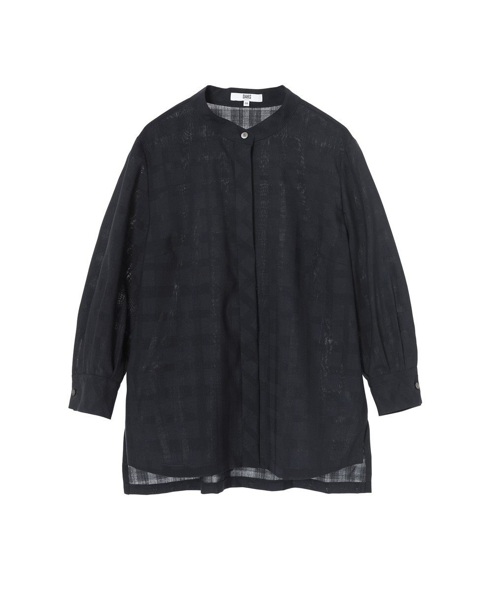DAKS シャドーチェック 7分袖オーバーシャツ 