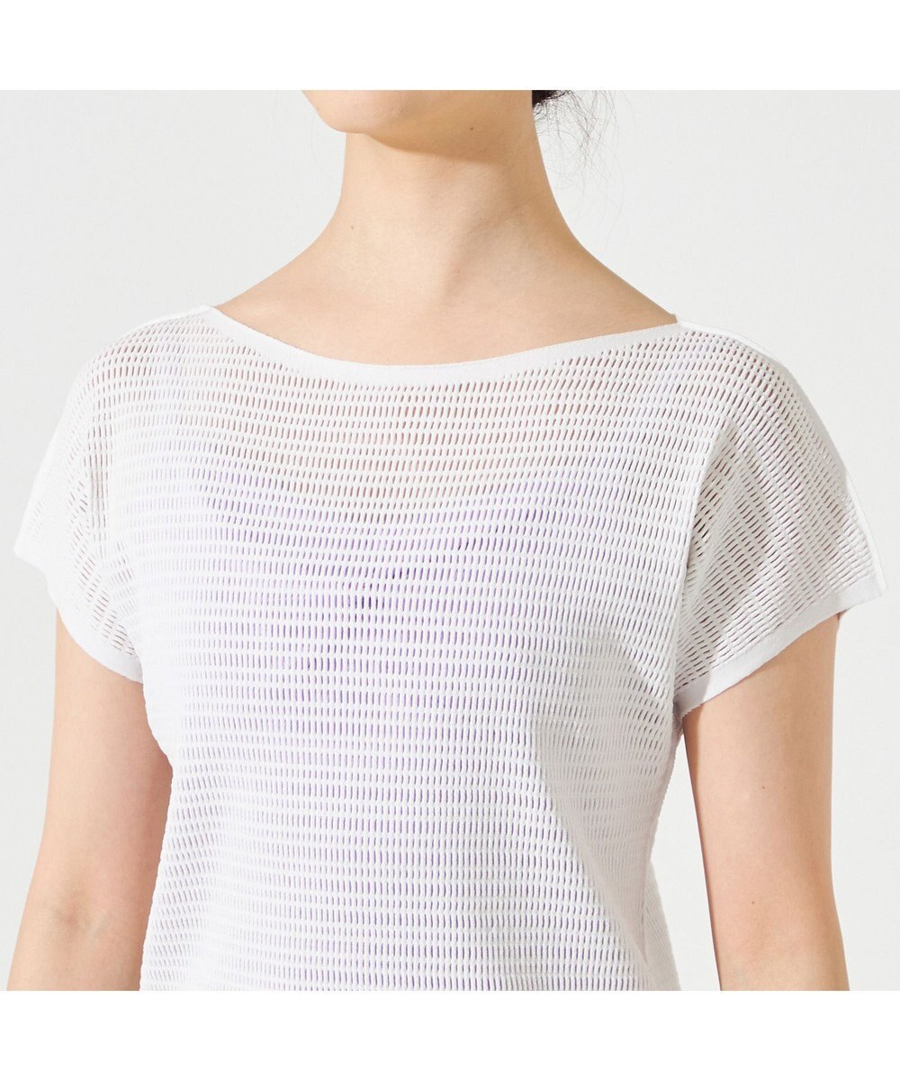Chacott 【ノーソーイングニット】ボートネックメッシュTシャツ 