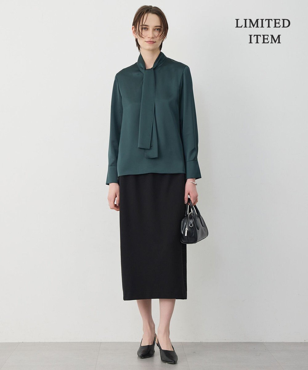 ICB 【WEB限定】 ドレープサテン ボウタイブラウス 