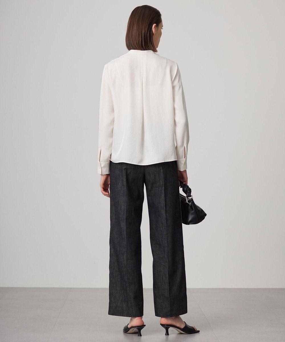 ICB 【洗える】 コットンリアクティブデニム ワイドストレートパンツ 