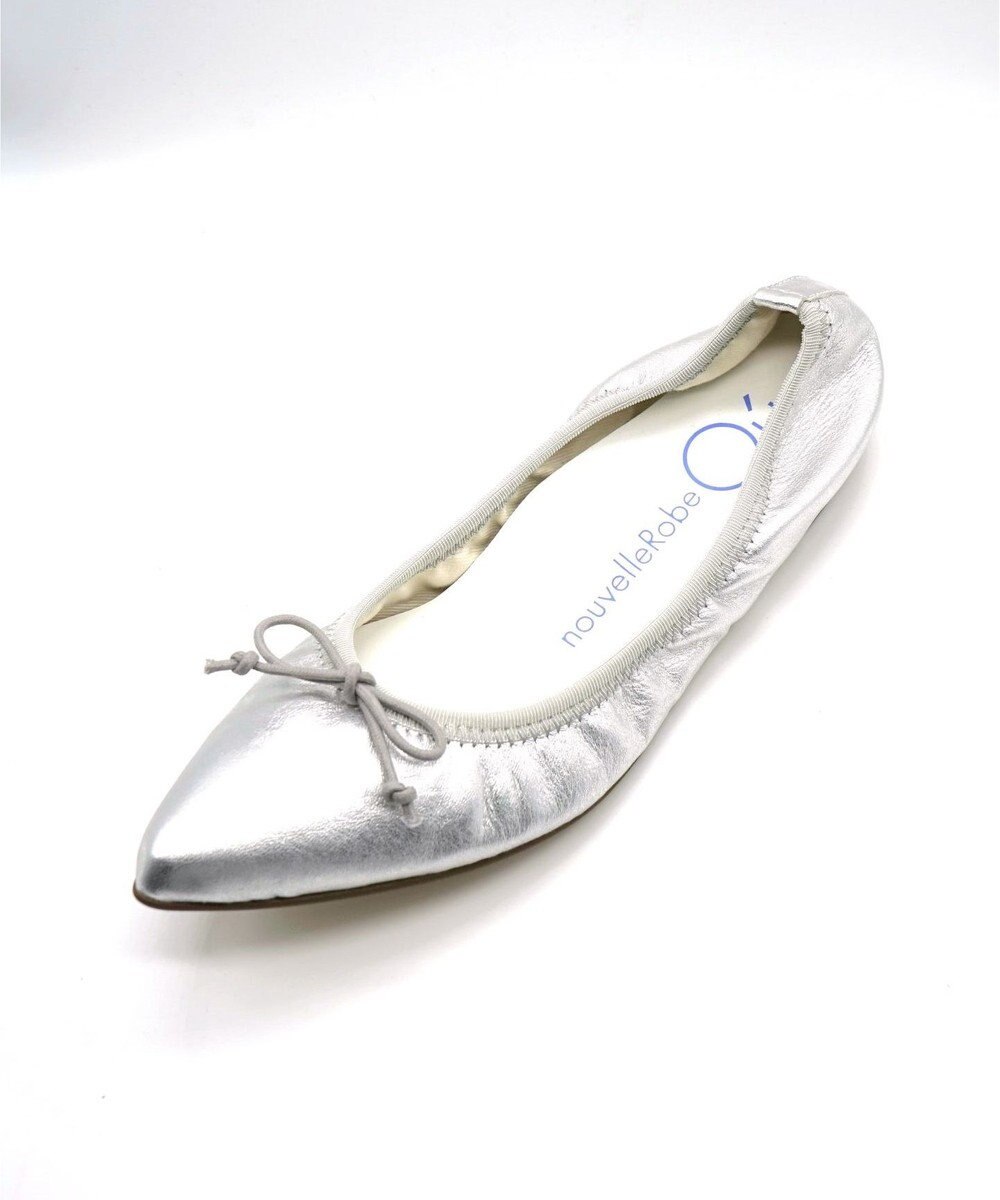 nouvelleRobe Oū 【本革・高反発】Pointed ポインテッドトゥ メタリックバレエシューズ 