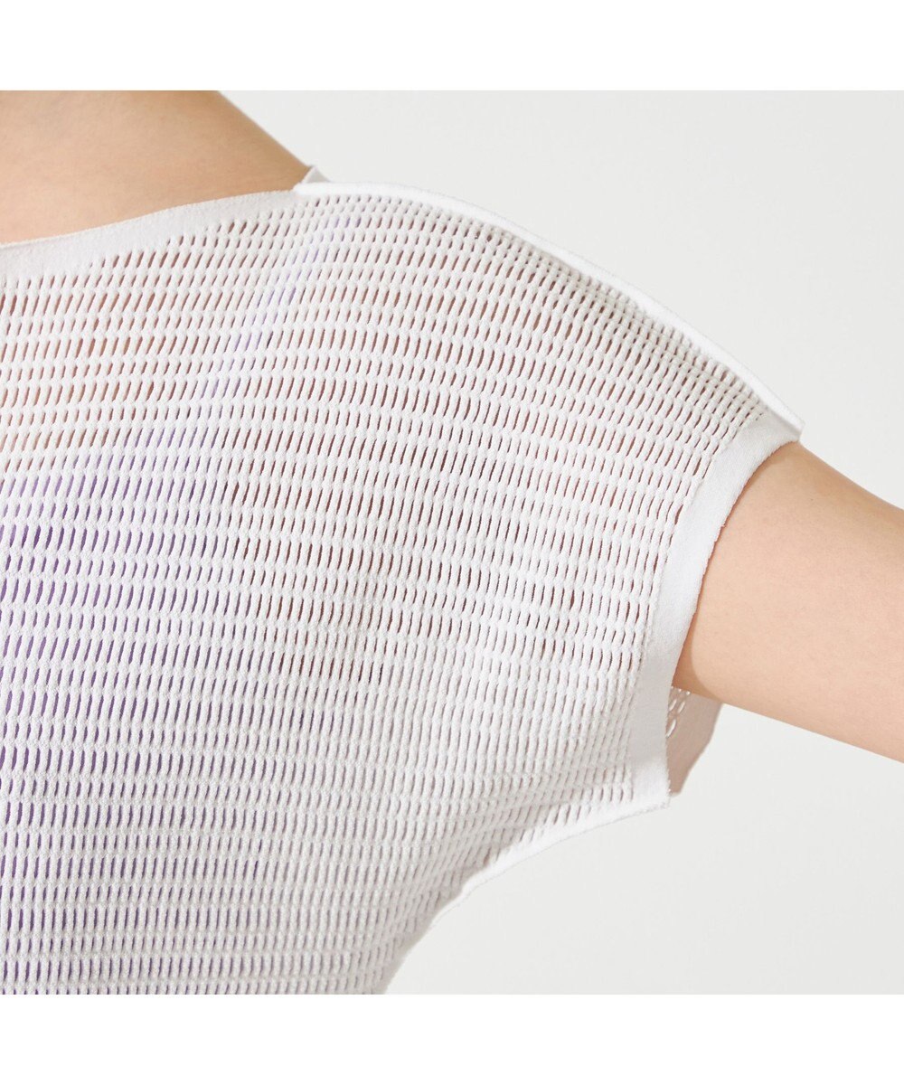 Chacott 【ノーソーイングニット】ボートネックメッシュTシャツ 