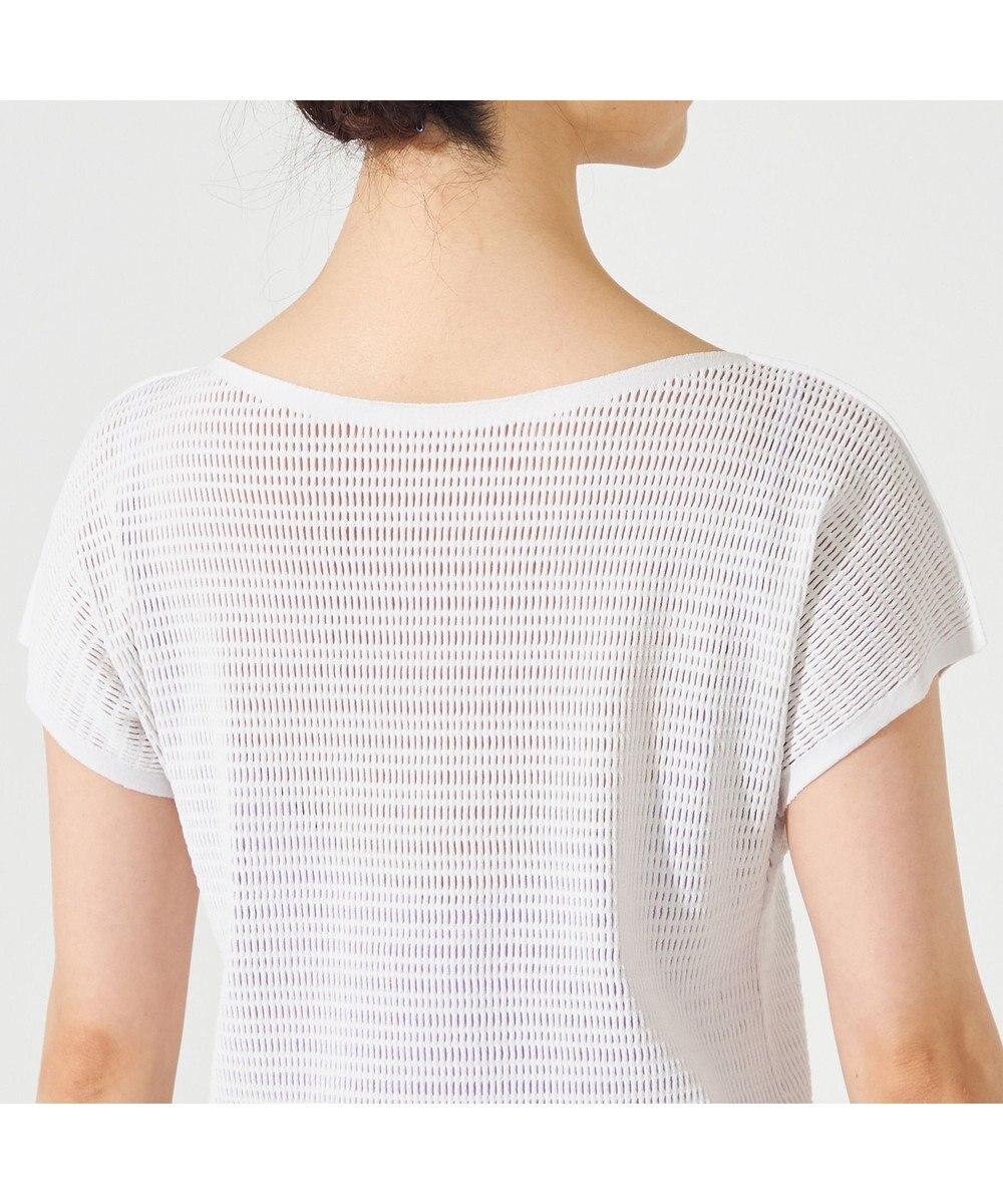 Chacott 【ノーソーイングニット】ボートネックメッシュTシャツ 