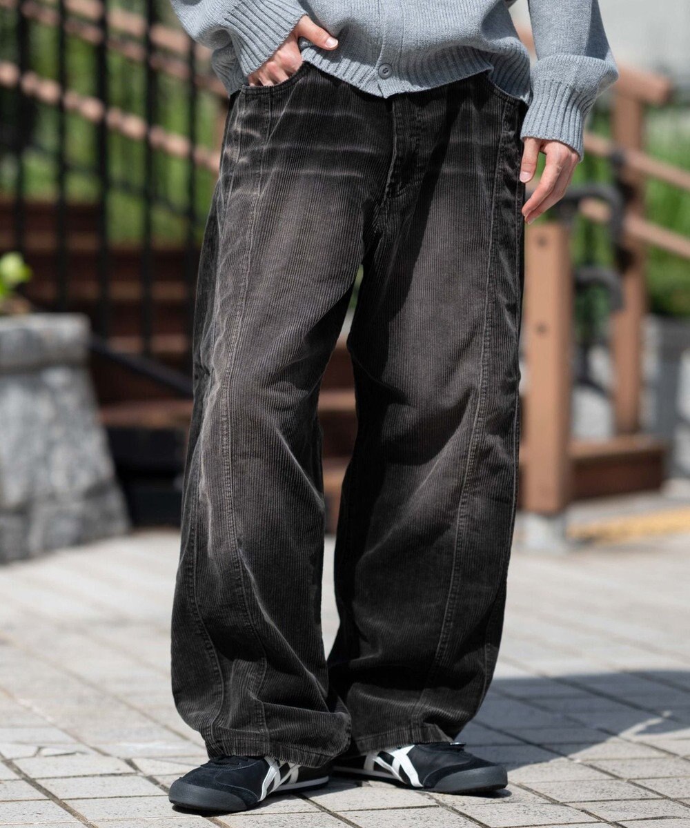 WEGO イージー3Dバレルレッグコーデュロイパンツ 