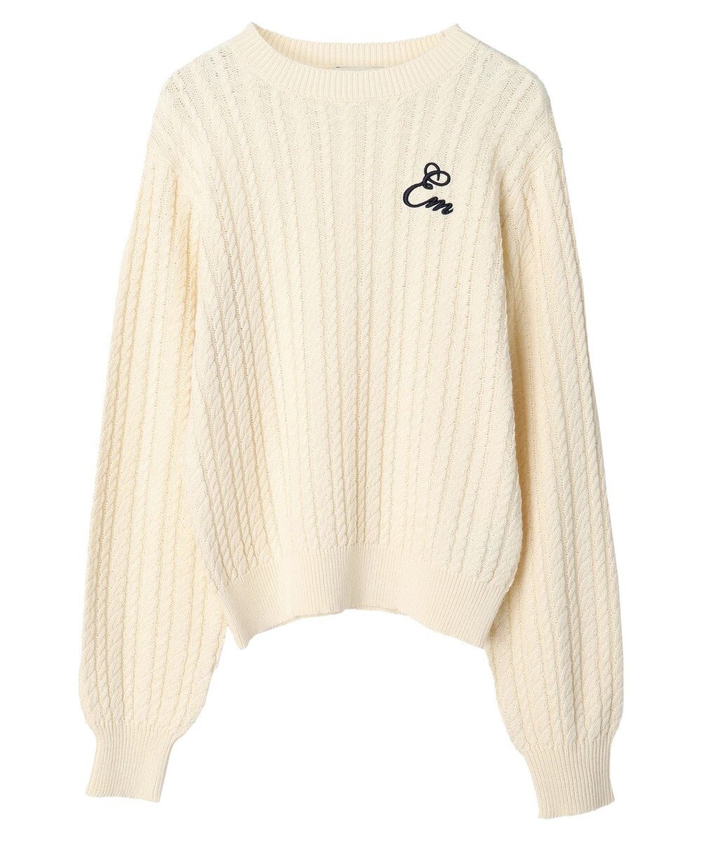 earth music&ecology 刺繍入りケーブルニットプルオーバー 