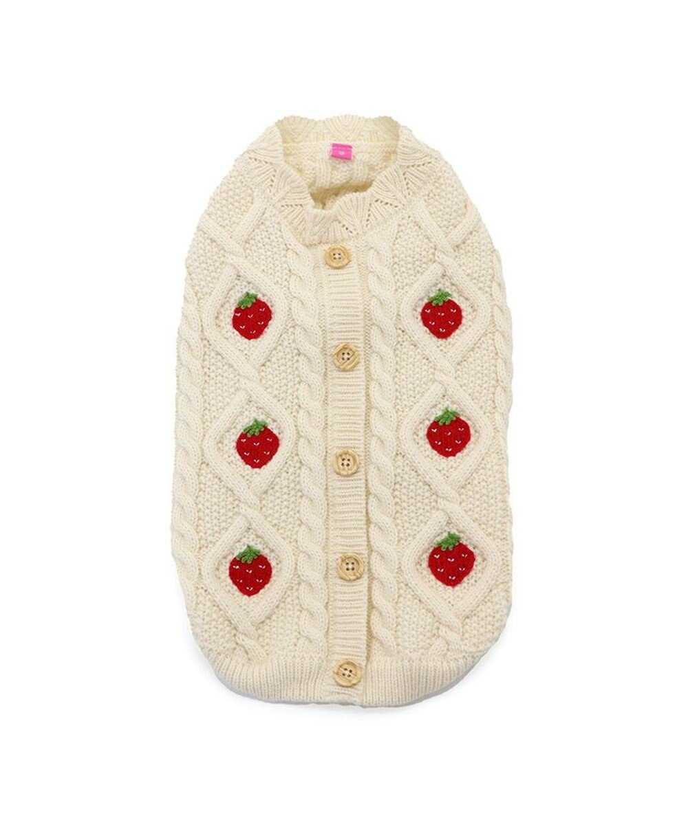 PET PARADISE ペットパラダイス アランニット 苺柄 《ホワイト》 小型犬 