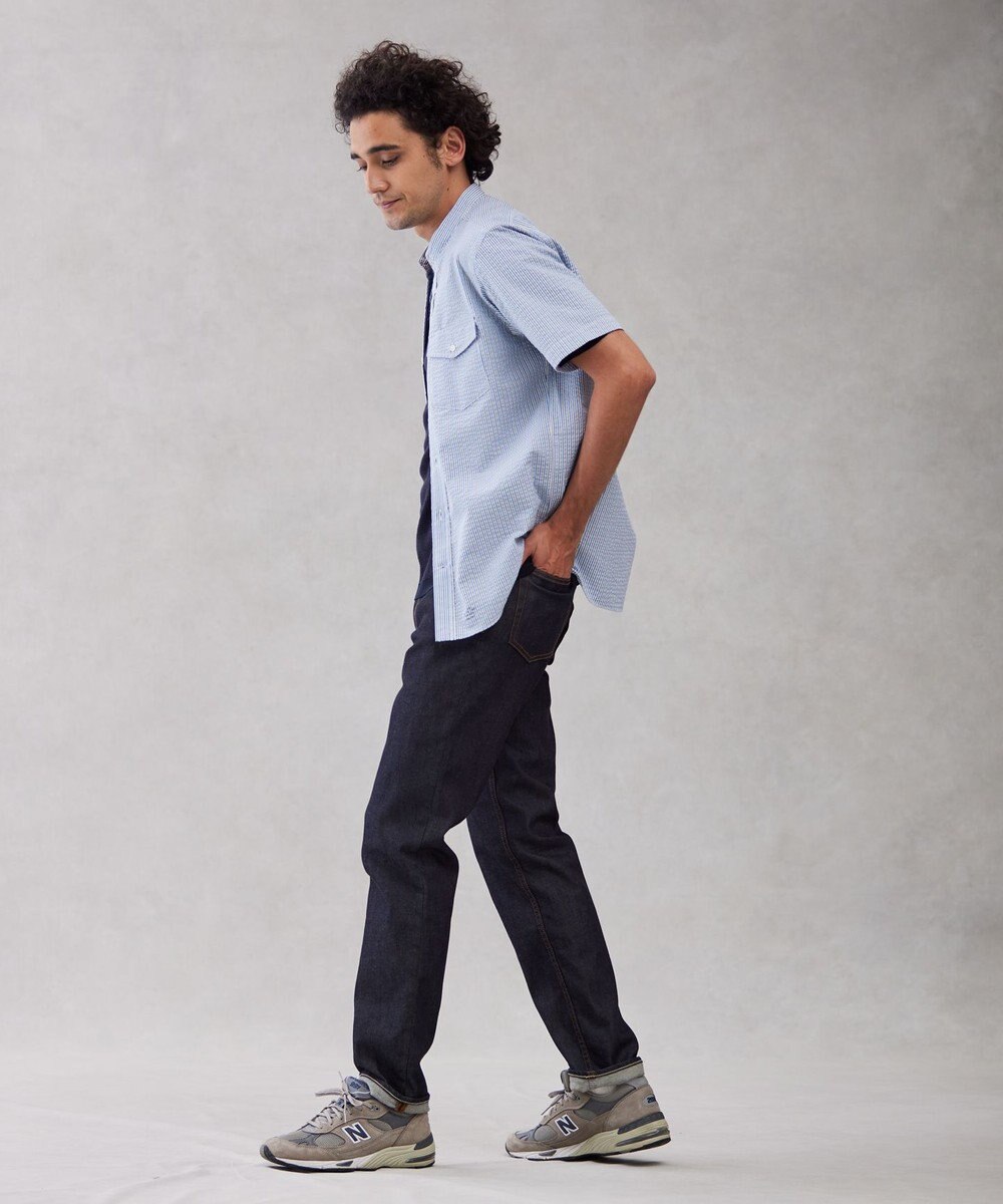 J.PRESS MEN 【クールマックス】サッカーマルチストライプ バンドカラーシャツ 