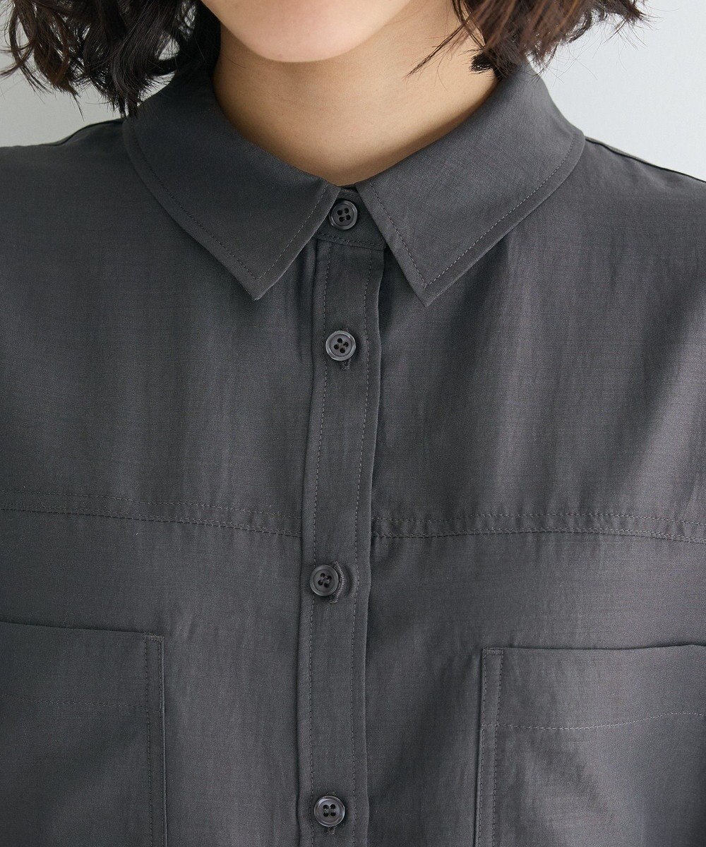 Green Parks ７分袖ミディ丈シャツワンピース 