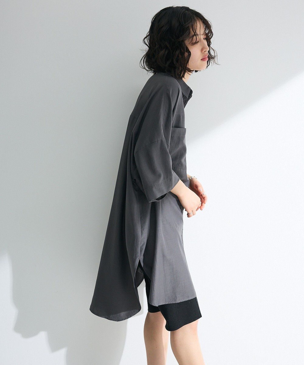 Green Parks ７分袖ミディ丈シャツワンピース 