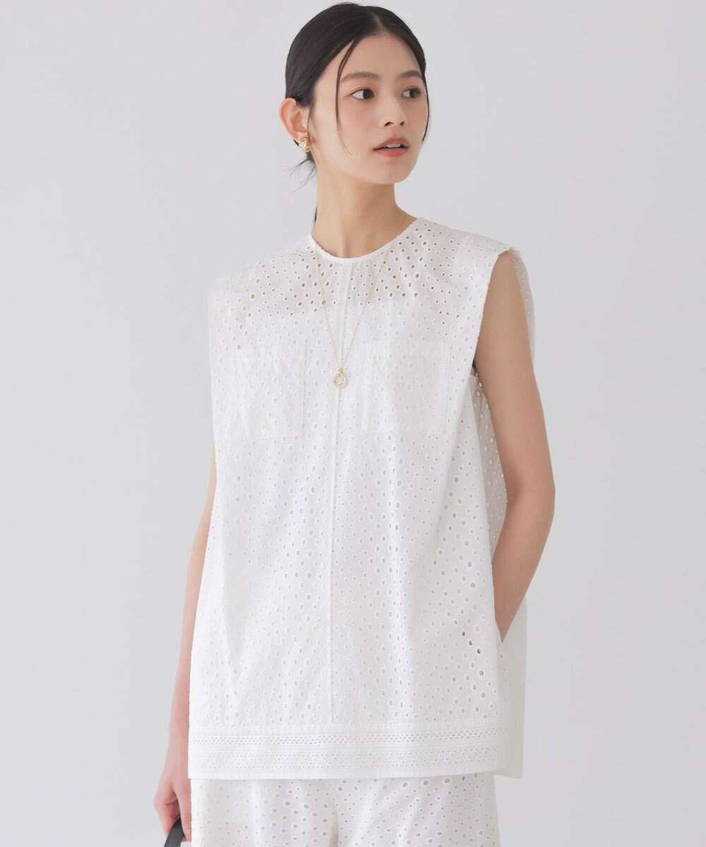 組曲 【WEB限定】エンブロイダリーレースノースリーブ ブラウス 