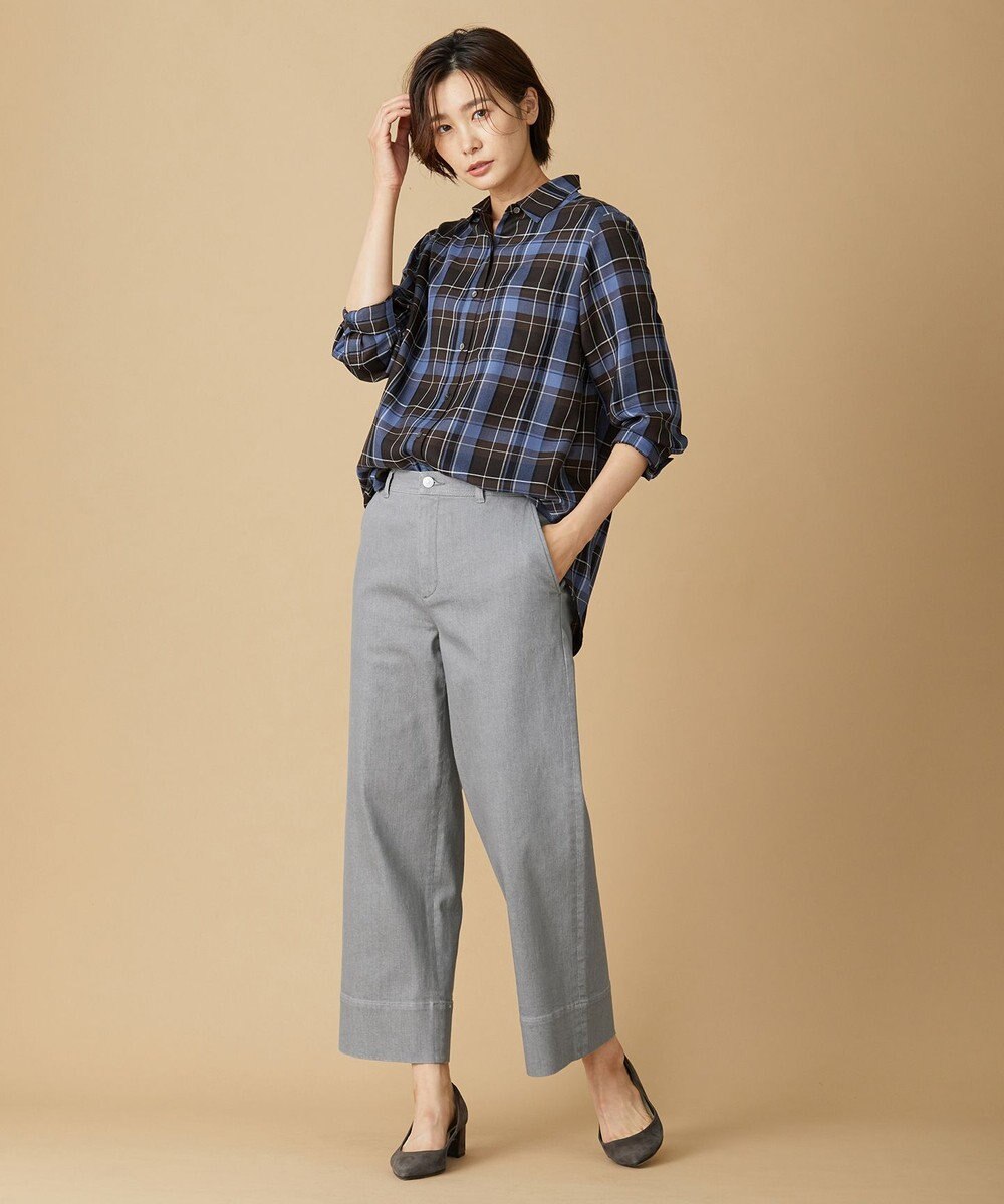 J.PRESS LADIES L 【洗える】 10oz Stretch Denim セミワイド パンツ 