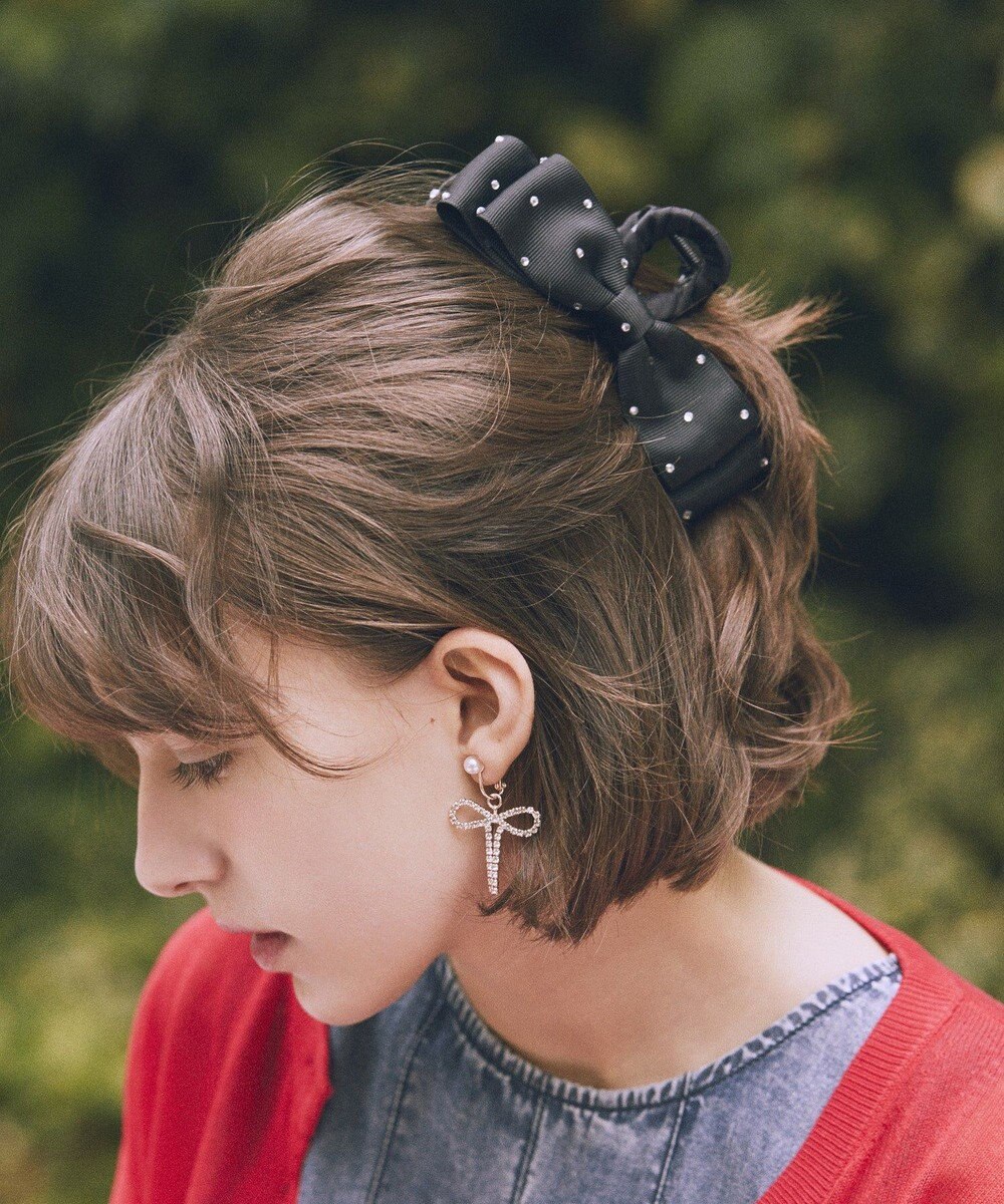 Maison de FLEUR ビジューグログランリボンバンスクリップ 