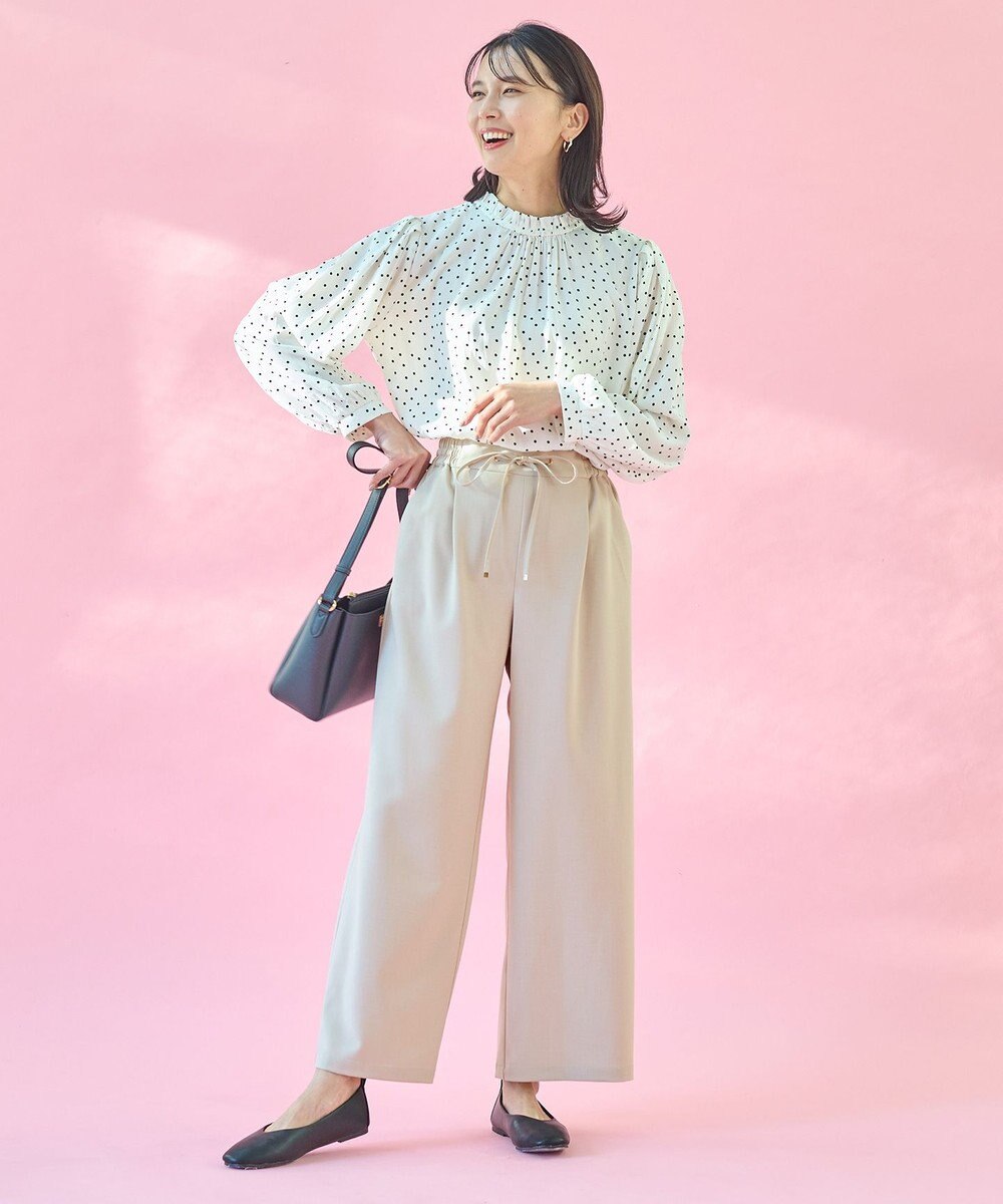 ANY 【洗濯機可・UVケア・接触冷感】フリルネックブラウス 