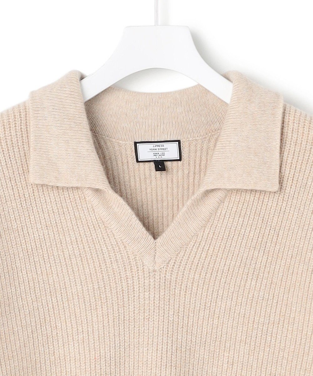 J.PRESS YORK STREET 【UNISEX】ウールカシミヤ スキッパーニットポロシャツ 