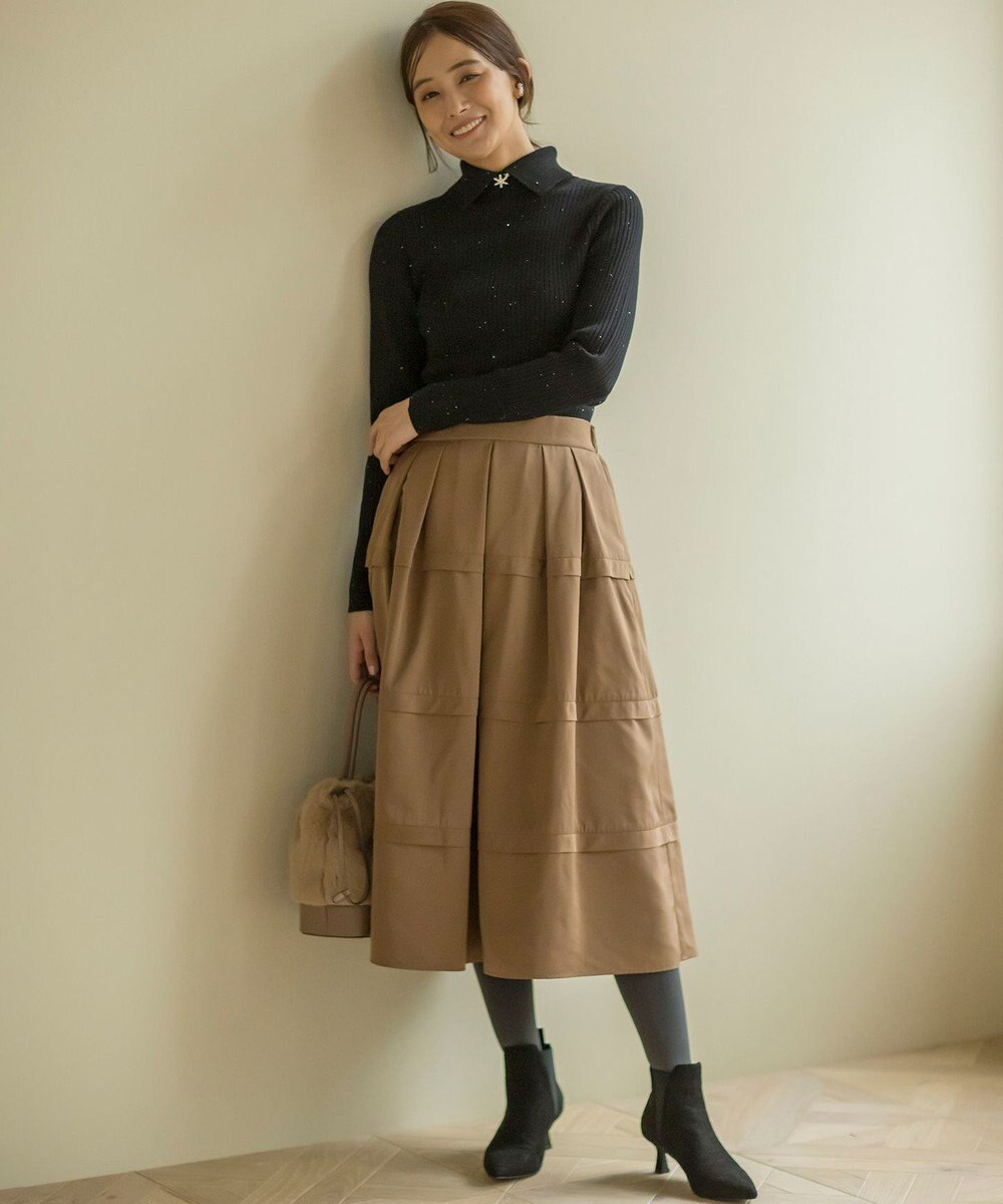 組曲 【前後着用・手洗い可】ELENAスパンコール襟デザイン ニット 