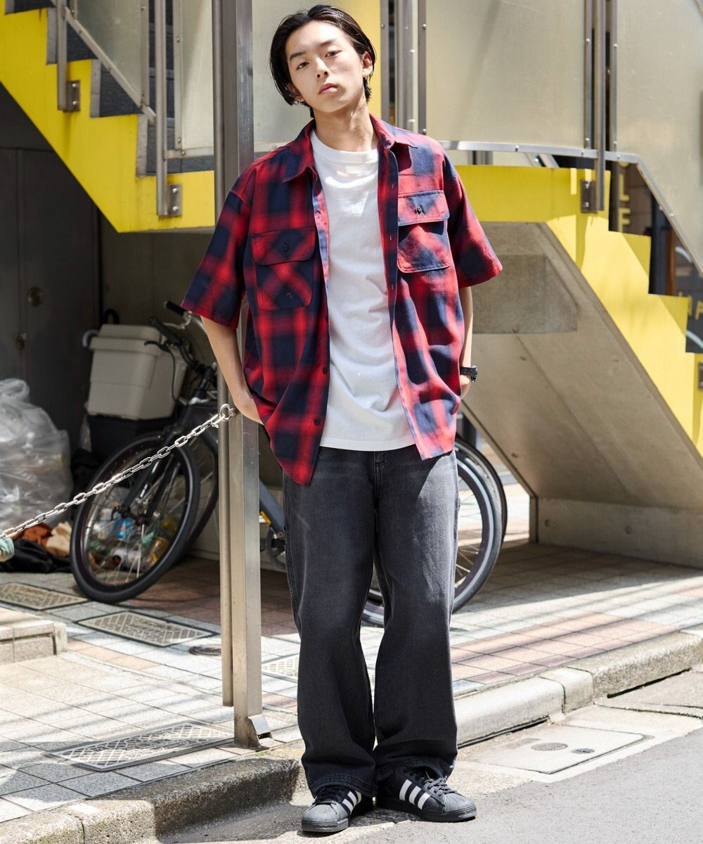 WEGO 【ユニセックス着用ITEM/SMLサイズ展開】オンブレチェックシャツ（SS） 