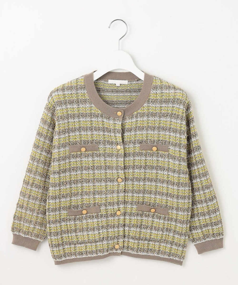 自由区 【洗える】カラーミックスツイードニット カーディガン 