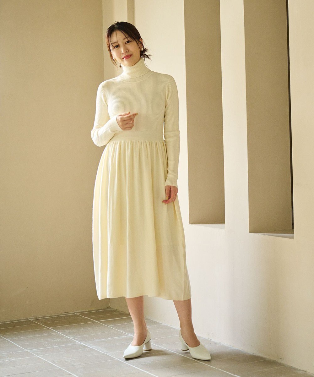 #Newans 【カシミヤ混】フィット＆フレアニットワンピース 