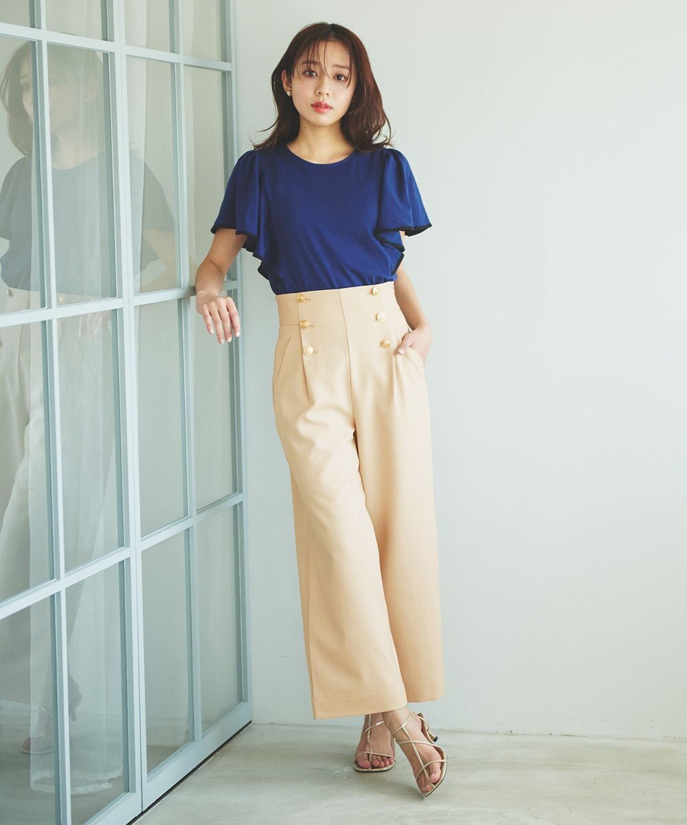 Feroux 【洗える】ハイウエストマリン パンツ 