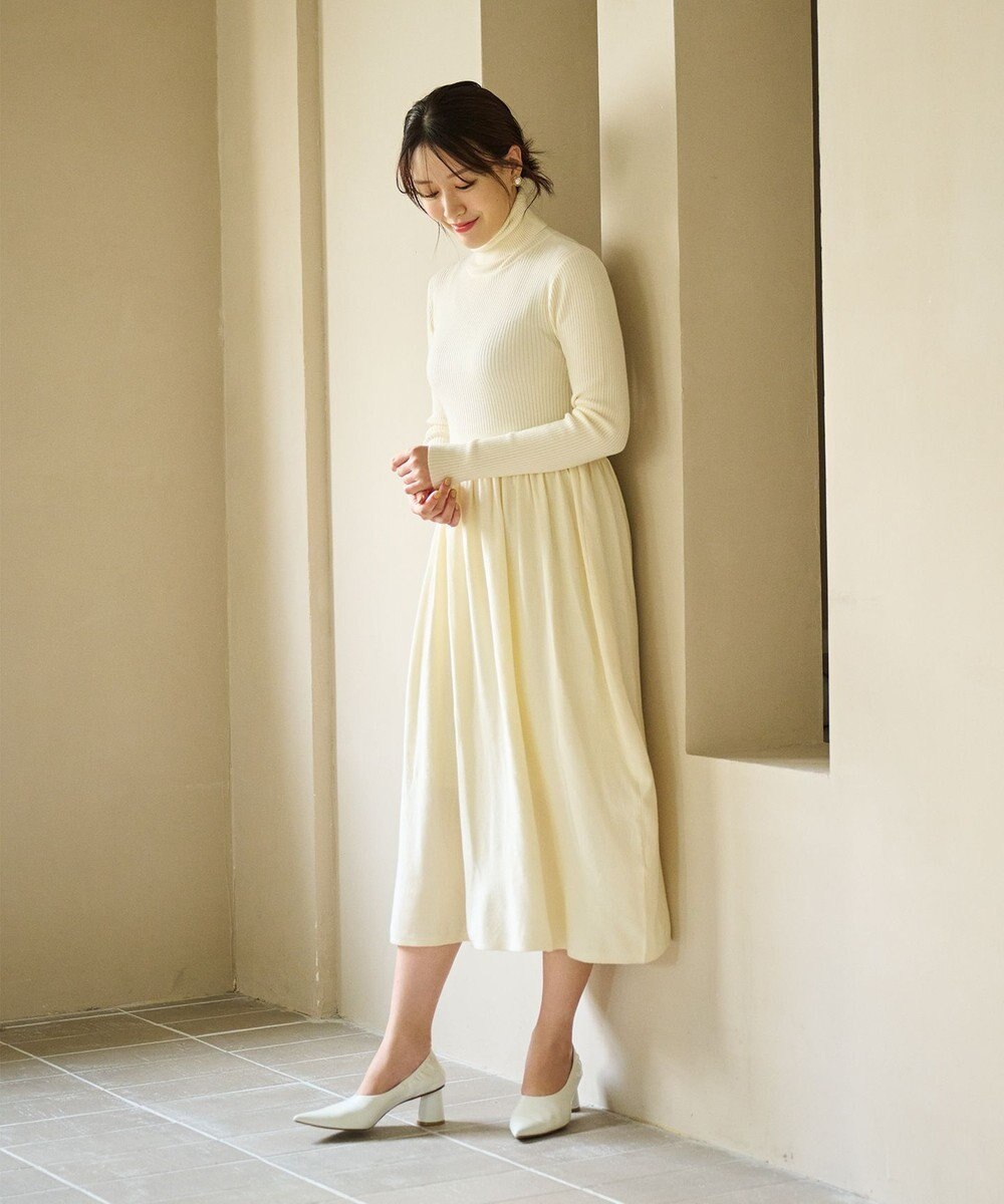 #Newans 【カシミヤ混】フィット＆フレアニットワンピース 