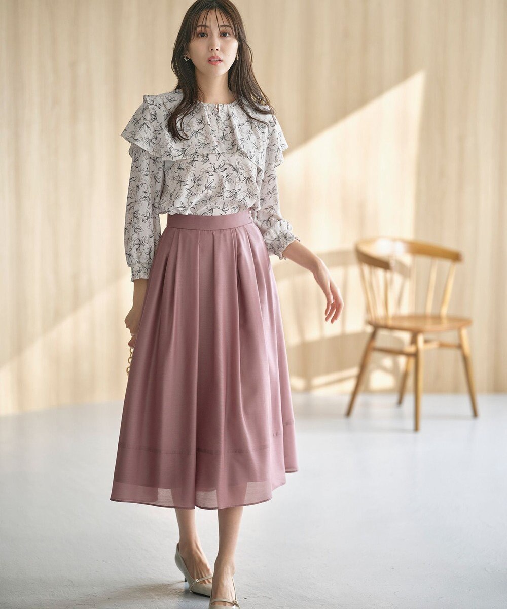 ANY SIS L 【洗える】スクエアラッフルカラー ブラウス 