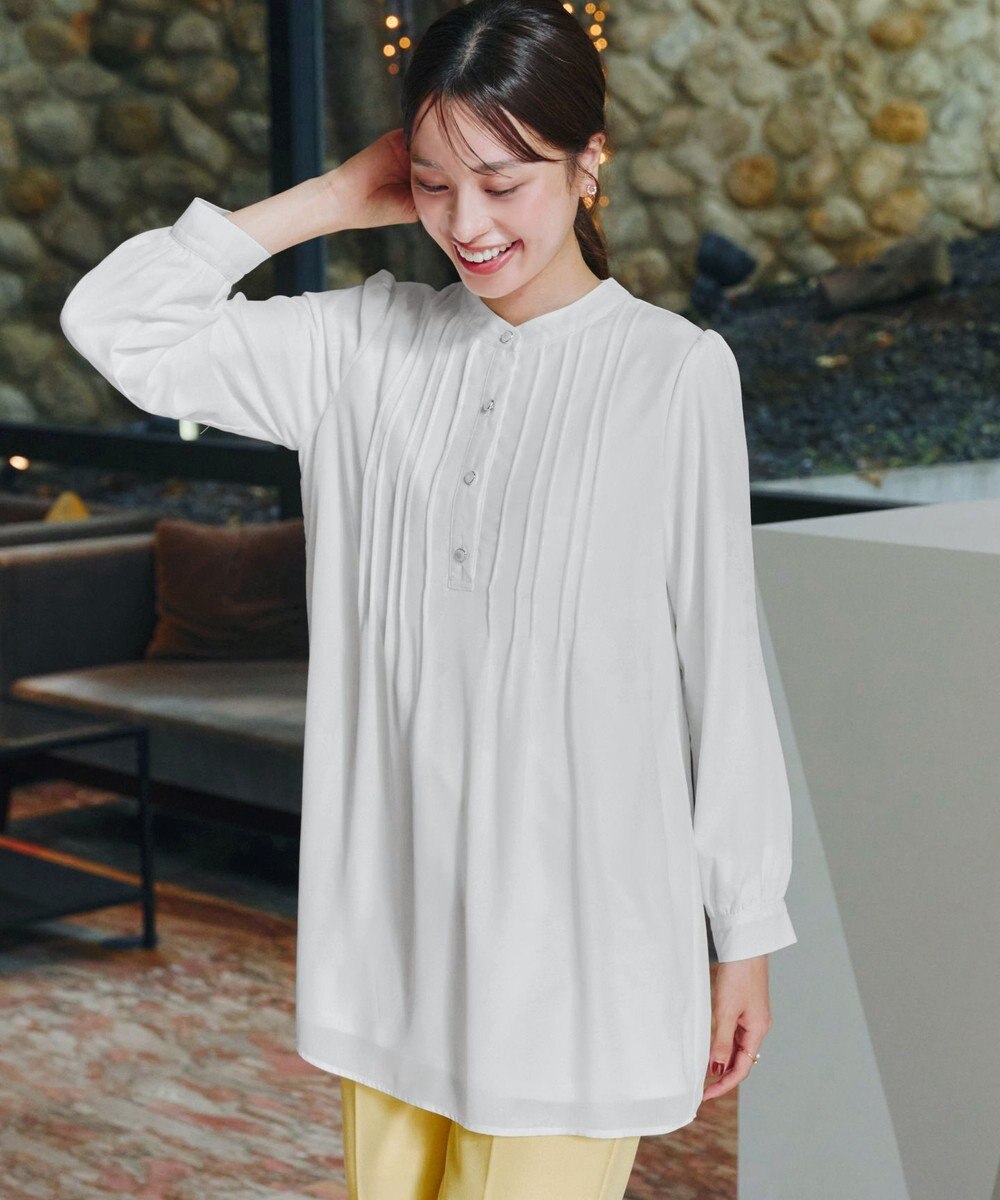 Tiaclasse 【スマート裏起毛・新色追加】 ピンタックシャツチュニック 