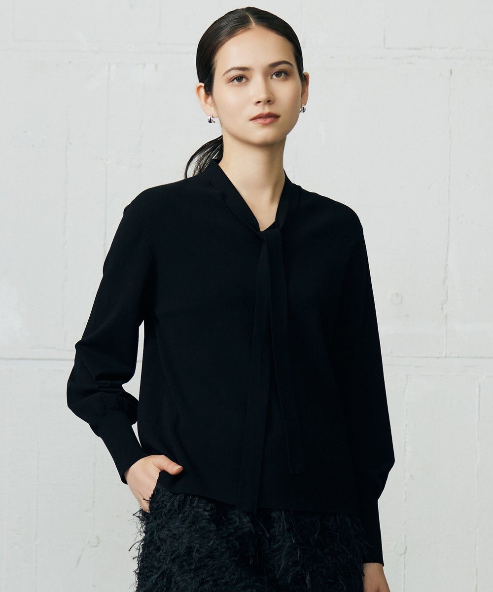 自由区 L レーヨンストレッチブラウスライク ニット 