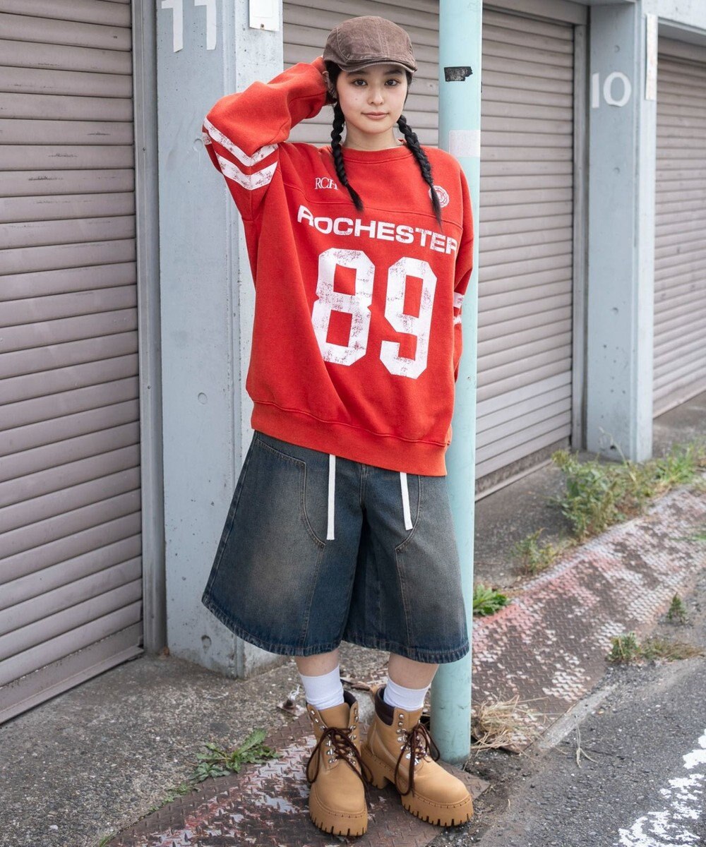 WEGO 【ユニセックス着用ITEM】ケミカルウォッシュナンバリングプルオーバー 