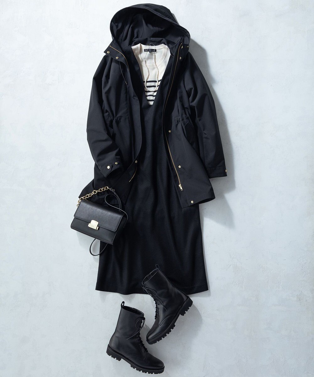 23区 【WEB限定カラーあり】ウール圧縮スムース Vネック ワンピース 