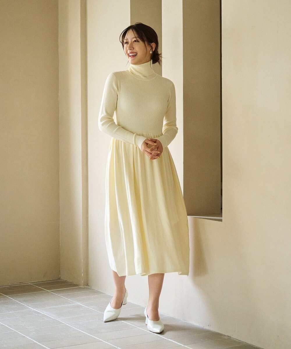 #Newans 【カシミヤ混】フィット＆フレアニットワンピース 