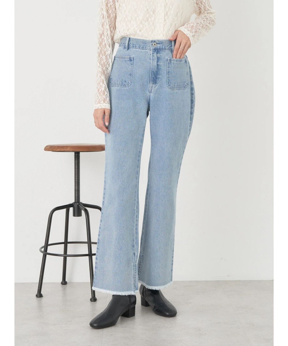 earth music&ecology フロントポケットフレアデニム 