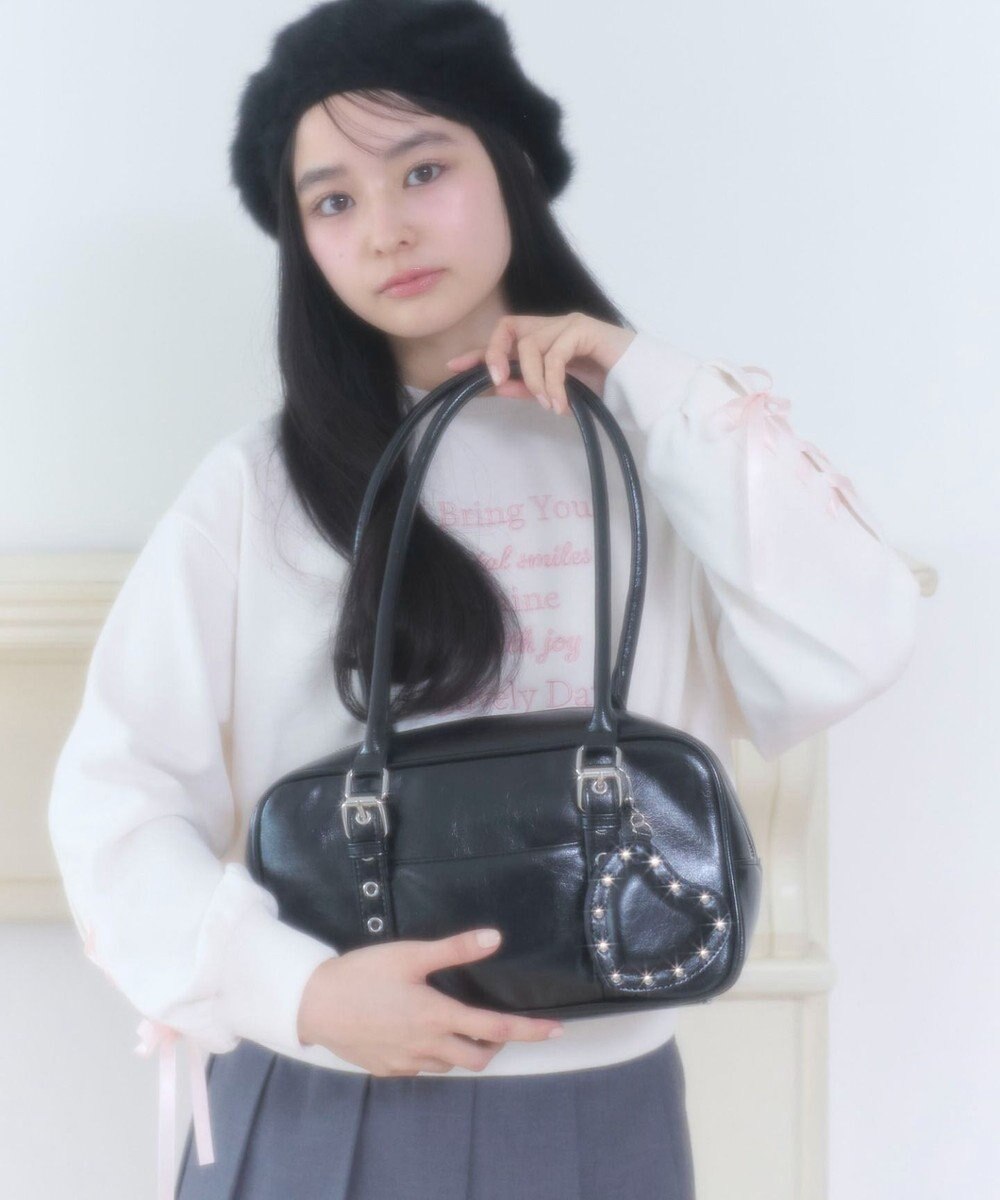 WEGO スタッズハートチャーム付きハトメボストン 