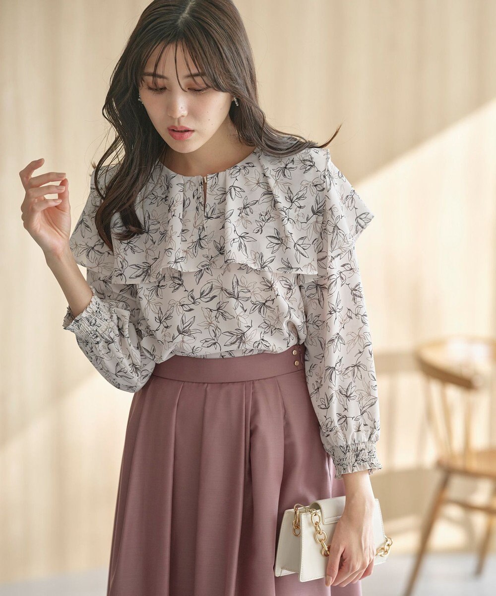 ANY SIS L 【洗える】スクエアラッフルカラー ブラウス 