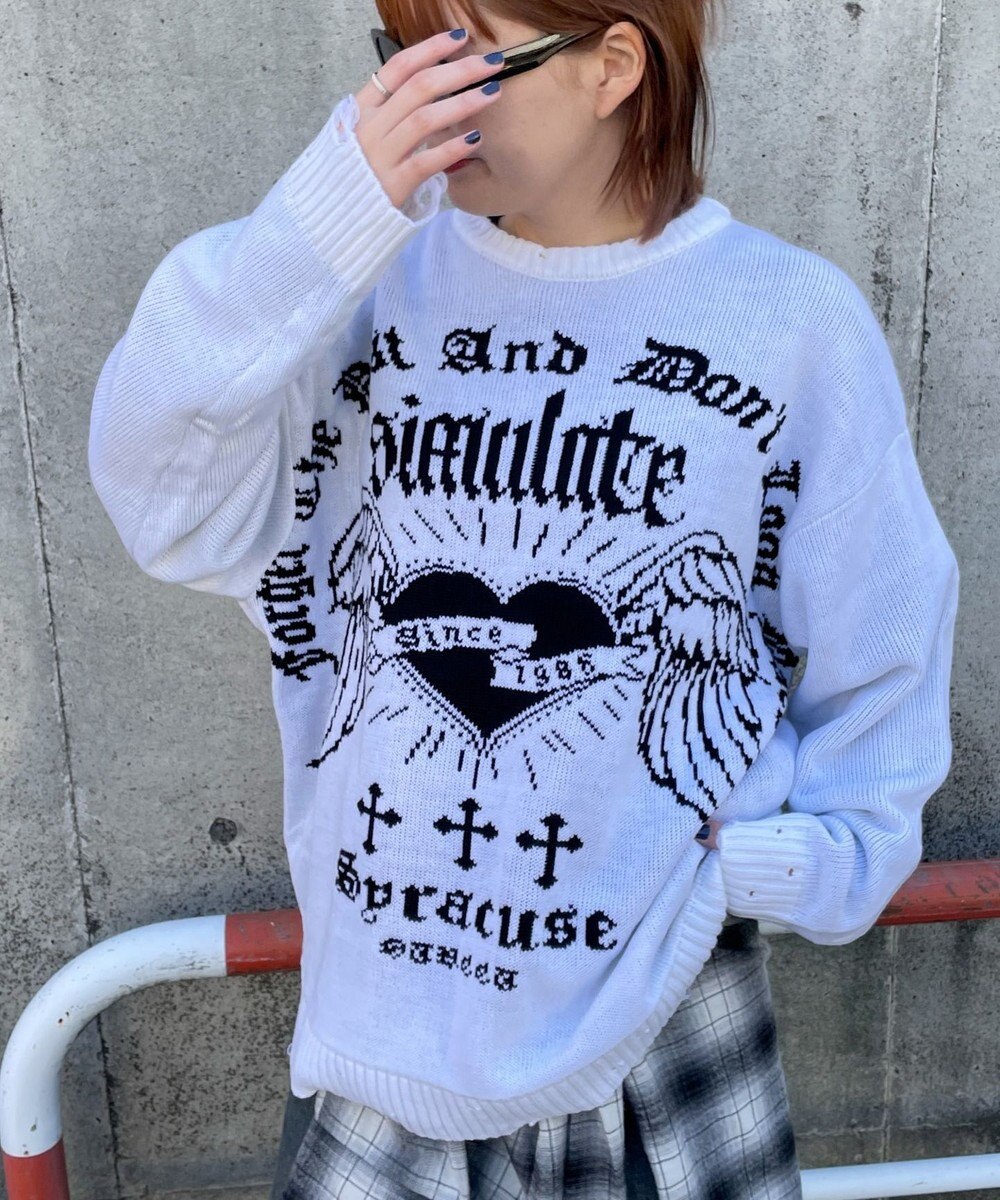 WEGO ウイングハートダメージニット 