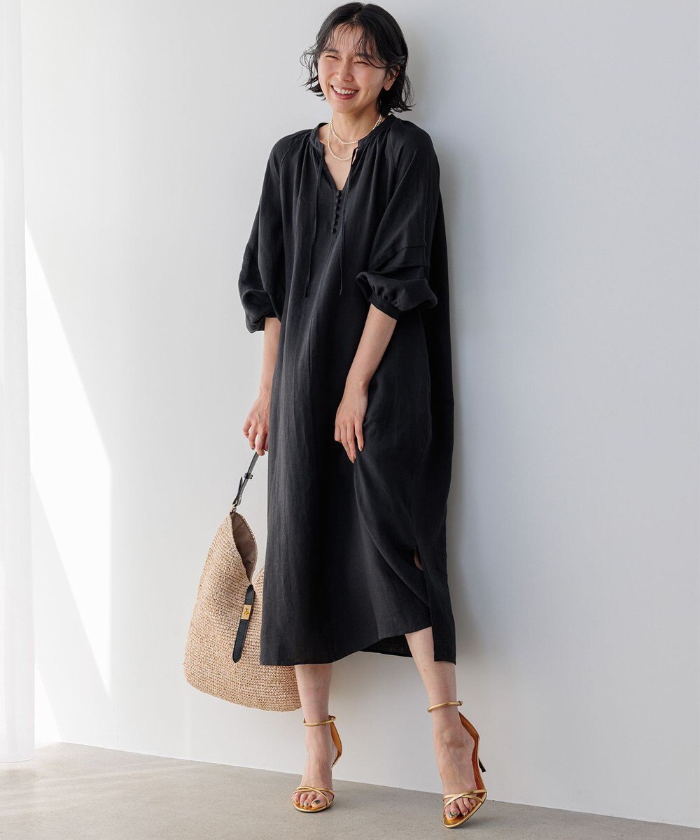 23区 【洗える】LIBECO カフタン ワンピース 