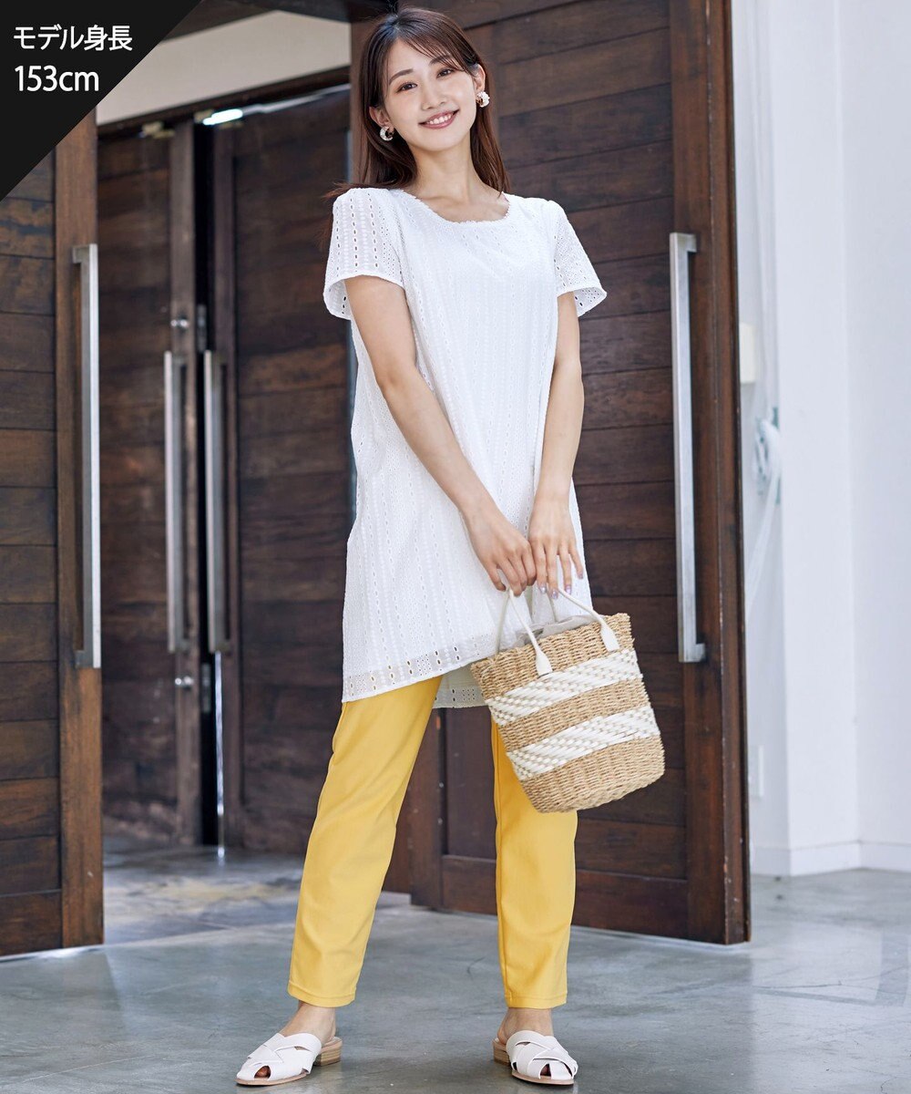 Tiaclasse L 【洗える】カットレースチュニックブラウス 