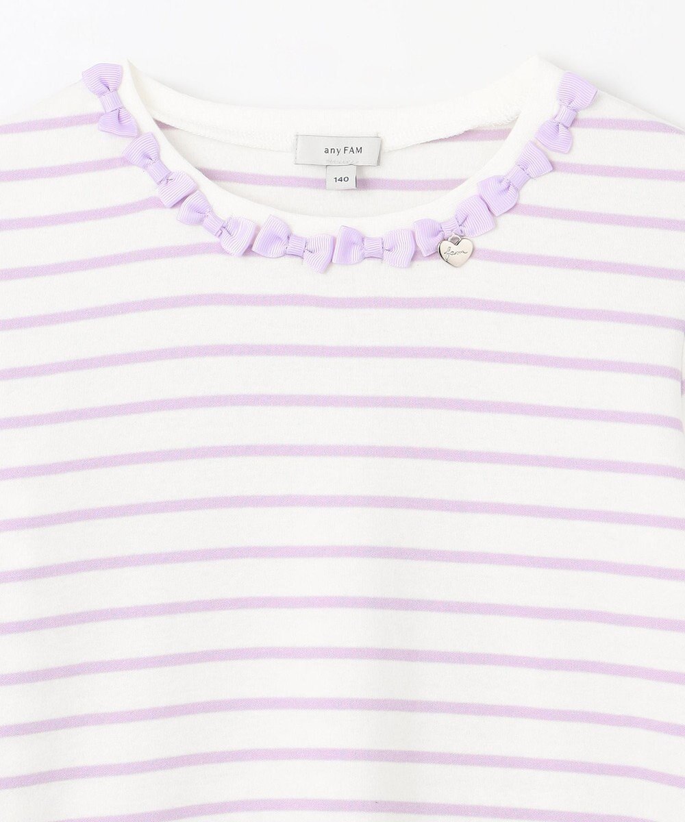 ANY KIDS リボン×ボーダー長袖Tシャツ 