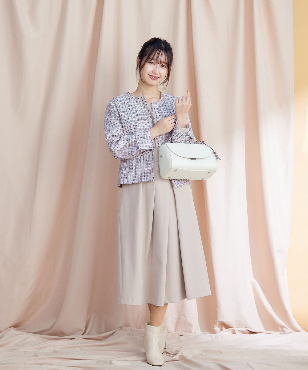 Tiaclasse L 【洗える】アシンメトリータックフレアワンピース 