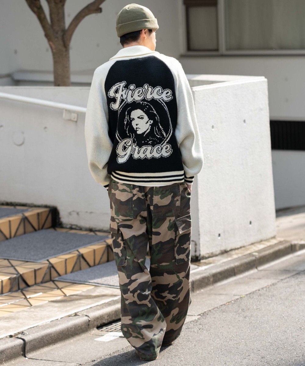 WEGO 【ユニセックス着用ITEM】グラフィックZIPニットブルゾン 