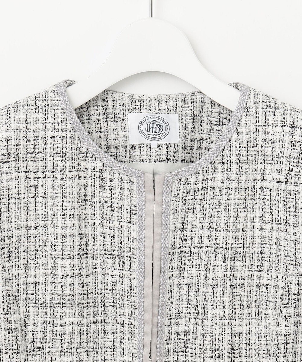 J.PRESS LADIES 【セットアップ対応】ファンシーツイード ノーカラー ジャケット 