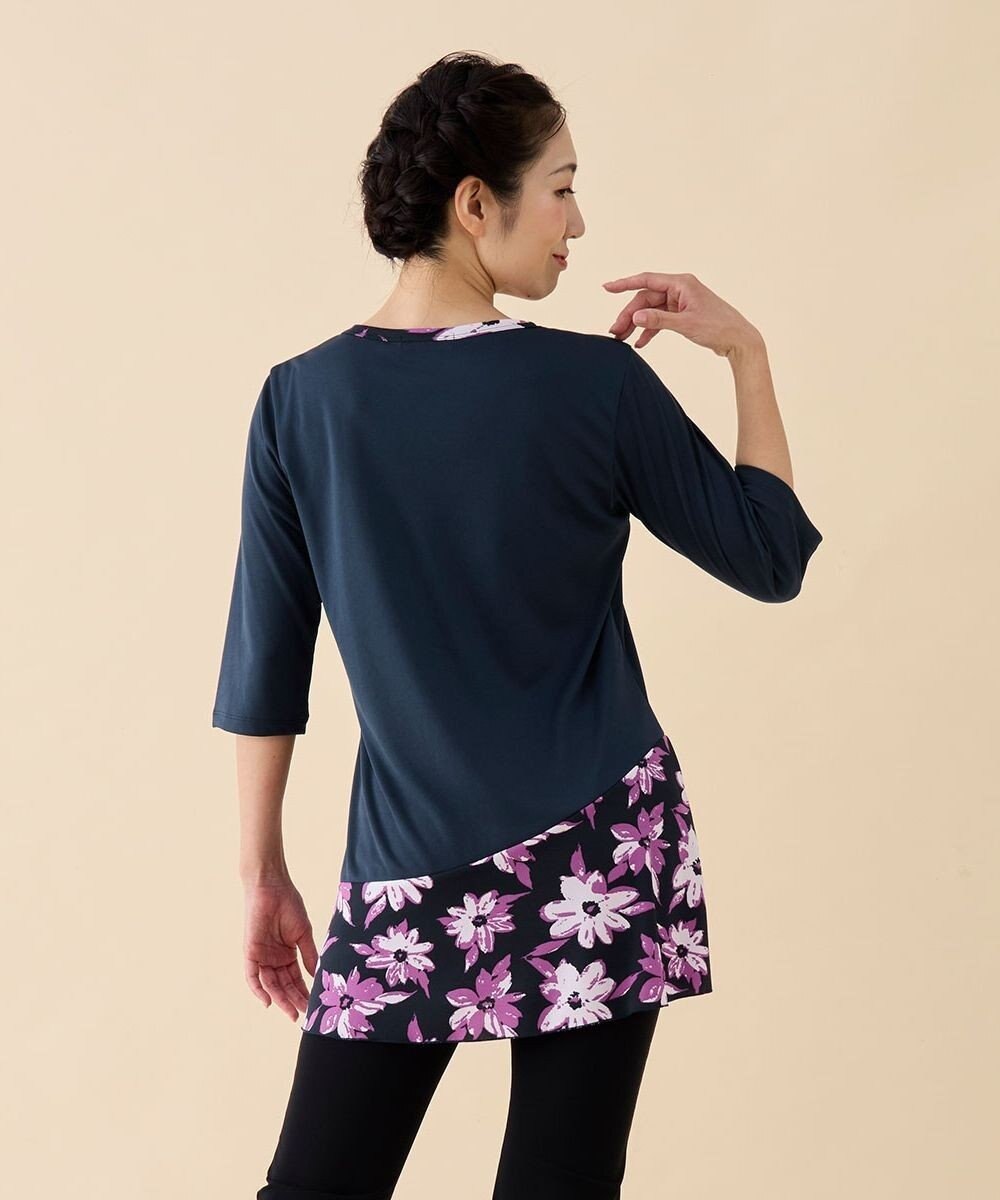 Chacott プリントコンビワンピースTシャツ 