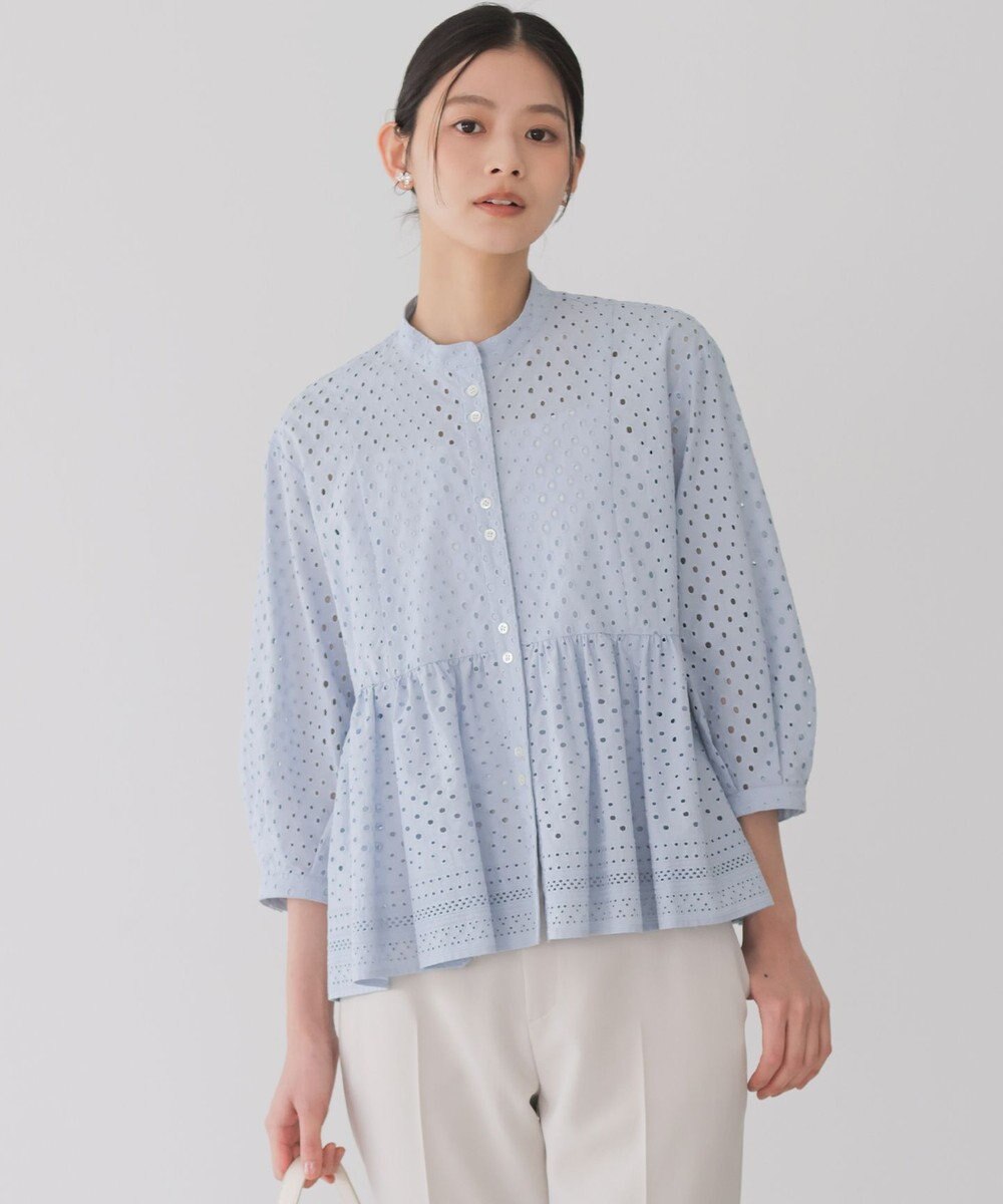 組曲 エンブロイダリーレーススタンドネック ブラウス 