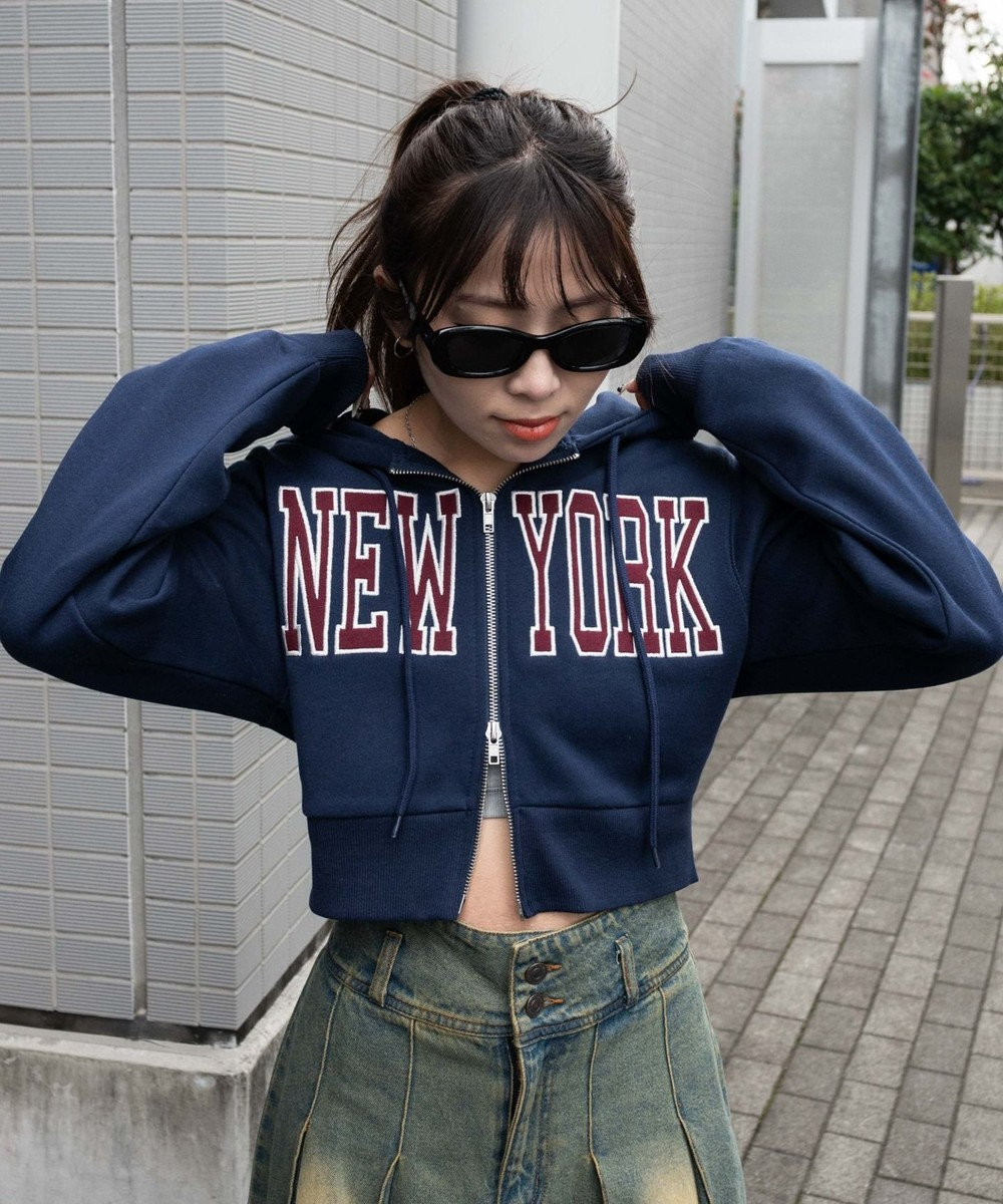 WEGO NEWYORK裏起毛ZIPパーカー ネイビー