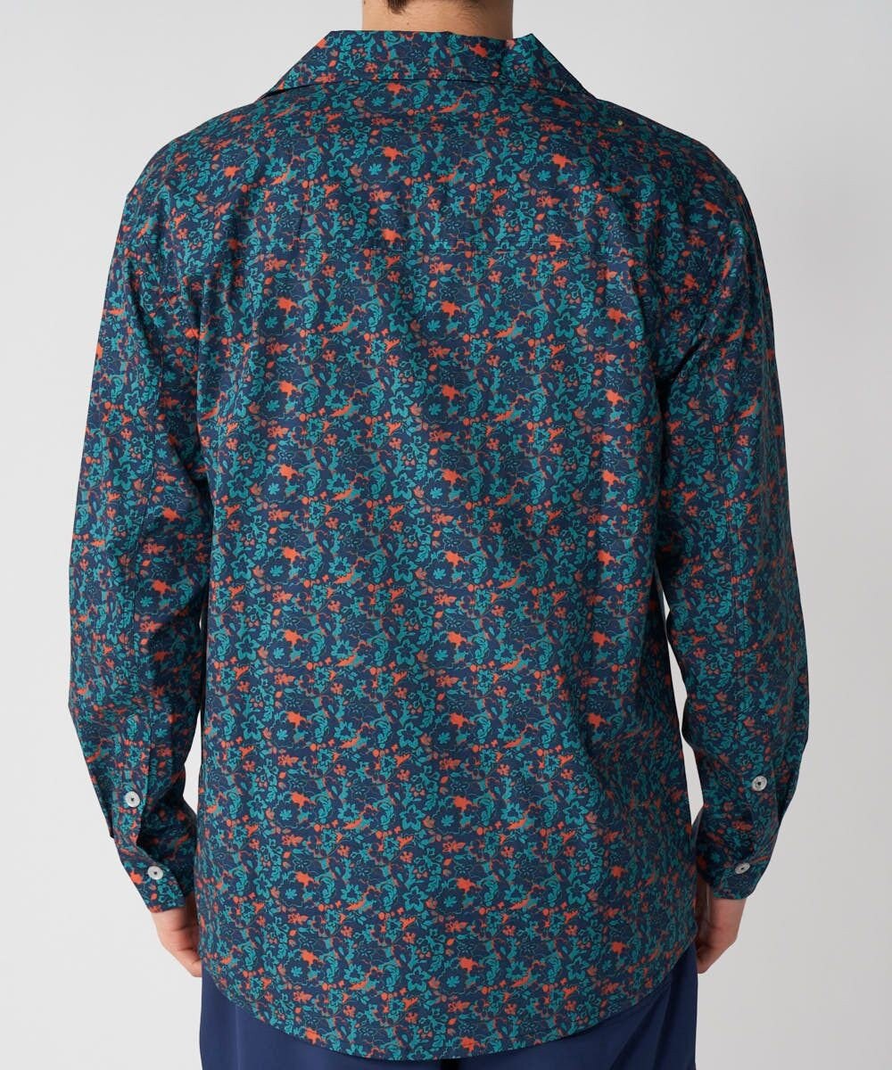 OP／FILA 【Ocean Pacific】プリント長袖オープンネックシャツ 