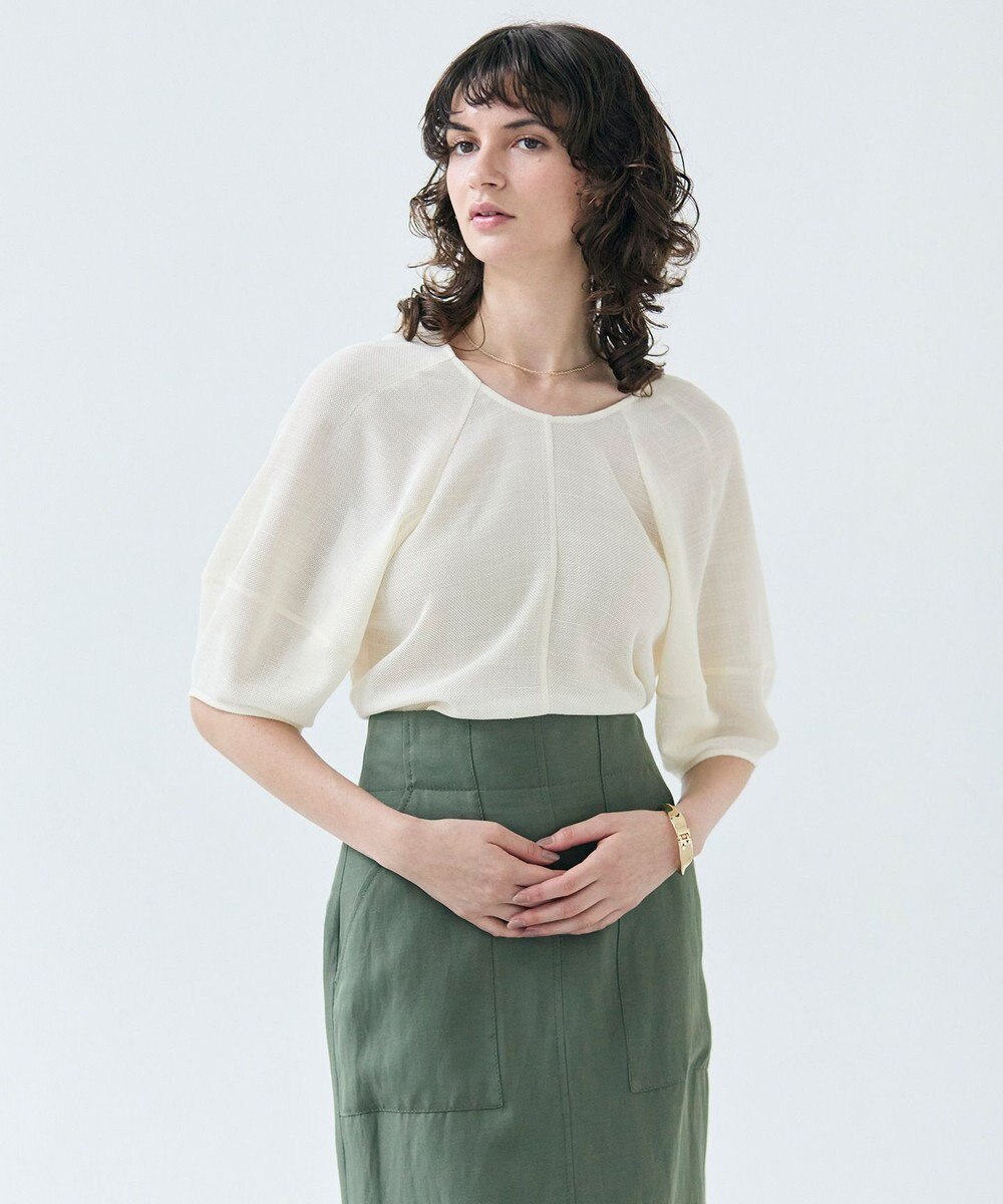 BEIGE， LIATRIS / バックリボン ハーフスリーブブラウス 