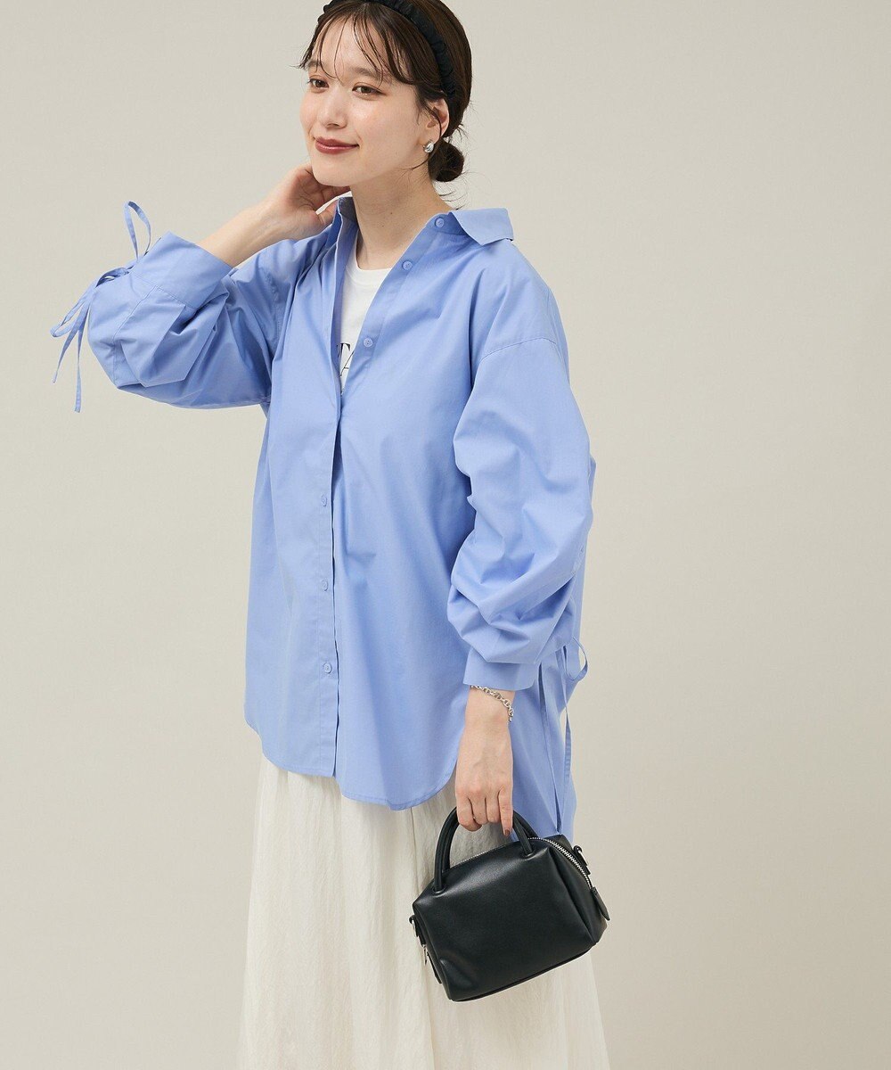 Green Parks イージーケア袖シャーリングシャツ 