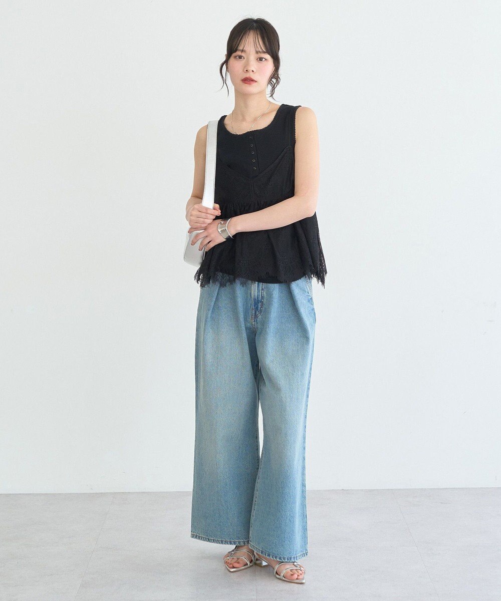 earth music&ecology フリンジレースバックリボンキャミ 