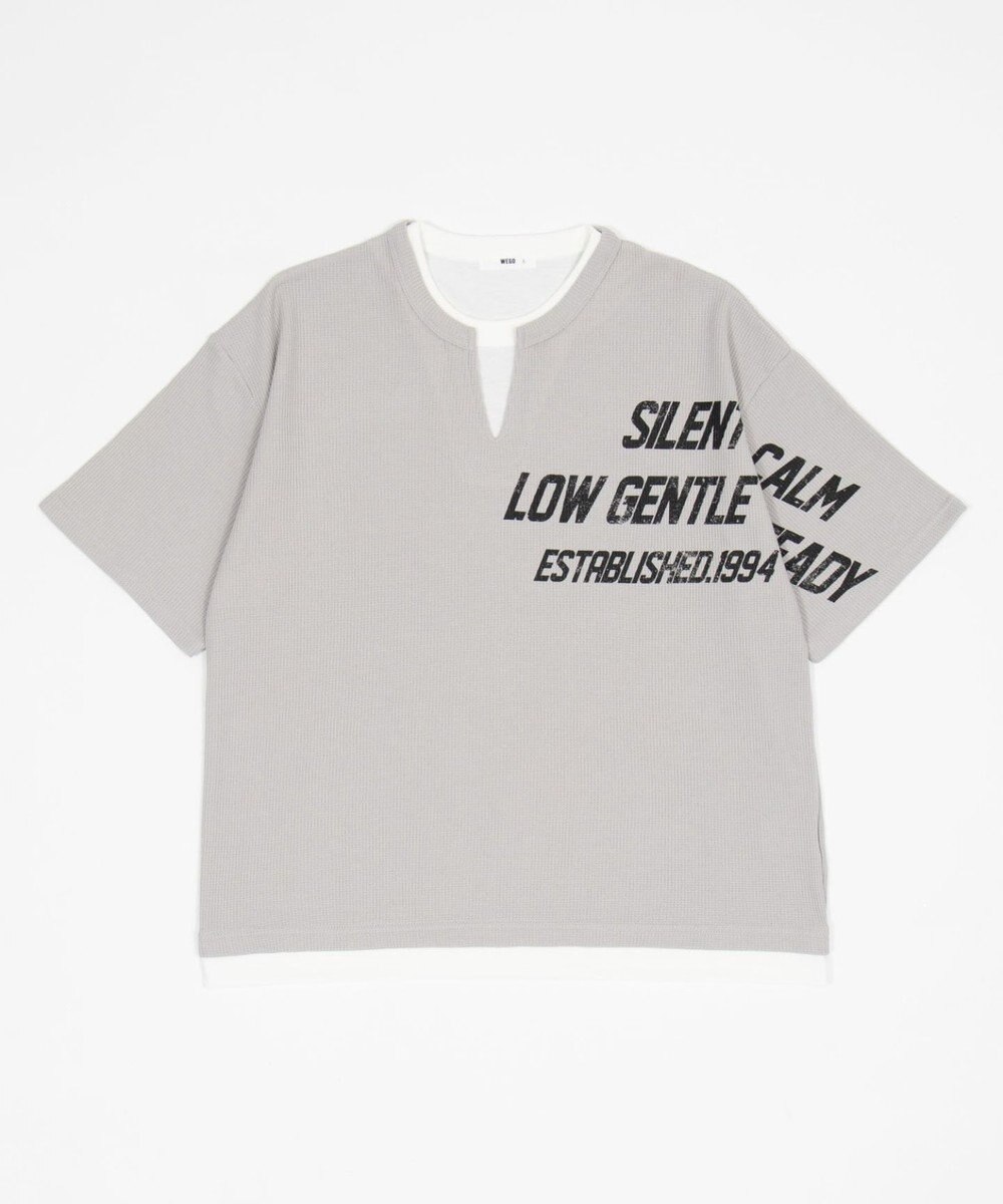 WEGO 【ユニセックス着用ITEM/MLサイズ展開】キーネックフェイクレイヤードグラフィックT（SS） 