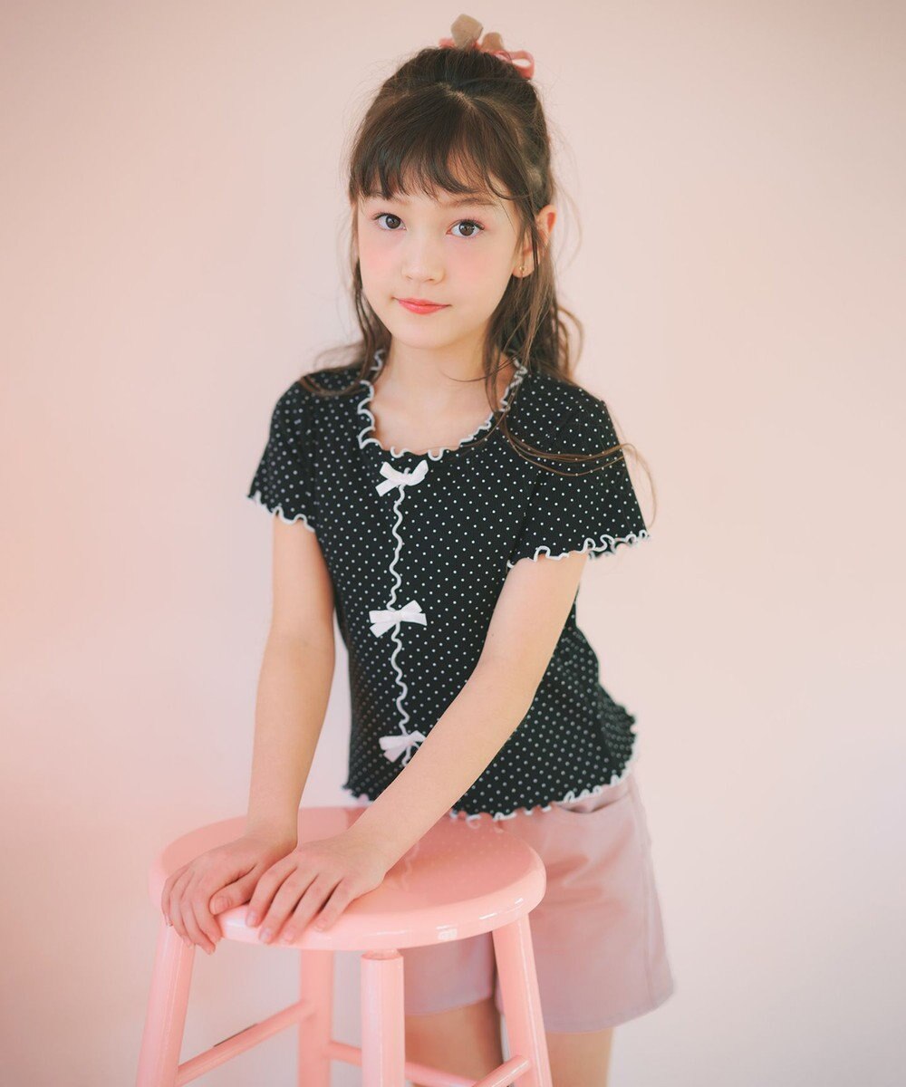 ANY KIDS 【一部店舗/WEB先行販売アイテム】ドット×リボン 半袖Tシャツ 