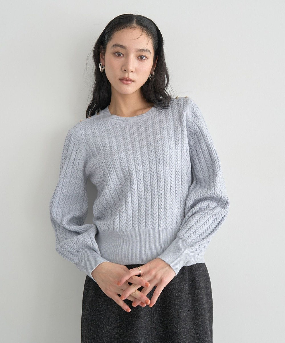 YECCA VECCA 金釦ミニケーブルニット 